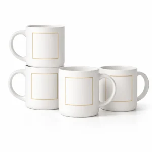 Premium Custom Branding Coffee Mug Set – Glossy White Ceramic